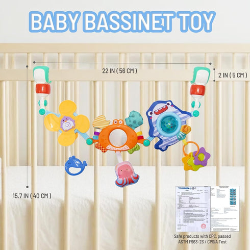6-12 Adjustable Baby Stroller Arch Toy, Car Seat Toys for Infants Months Bassinet Hanging Toy Bar Attachment