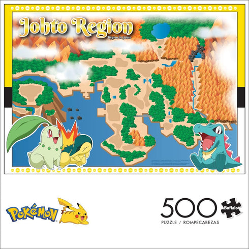 Buffalo Games - Pokémon - Johto Region - 500 Piece Jigsaw Puzzle for Adults Challenging Puzzle Perfect for Game Nights - Finished Puzzle Size is 21.25 x 15.00