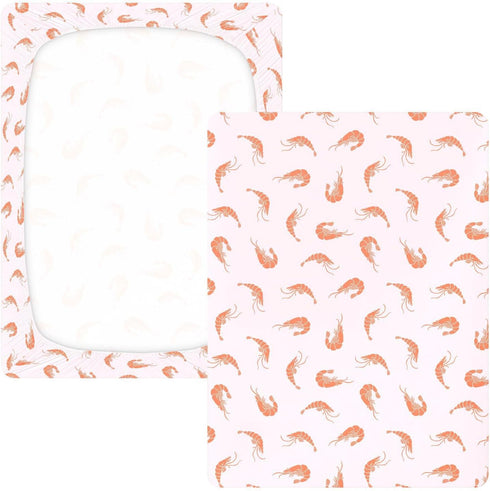 KEIGE Pack 21165118 Shrimp Seafood Fitted Crib Sheet for Girls and Boys,Soft Breathable Cotton N Play Baby Sheet
