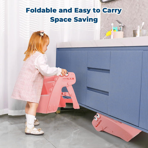 Counter Onasti Toddler Step Stool Foldable Kids Step Stool,Bathroom Stool for Toddlers Non-Slip Toddler Step Stool