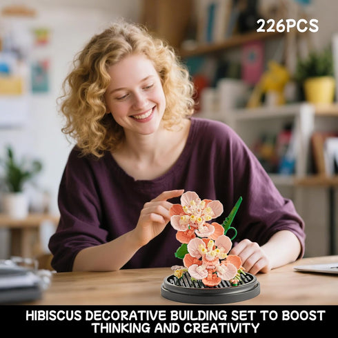Nipurex 520 Flower Bouquet Building Kit, Hibiscus Flower Building Blocks with Dust Cover, Brick Flowers Building
