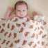 LifeTree Muslin Baby Swaddle Blankets, Large 47" x 47", Boys Girls Swaddling Wrap for Newborn, Bear Head Pattern