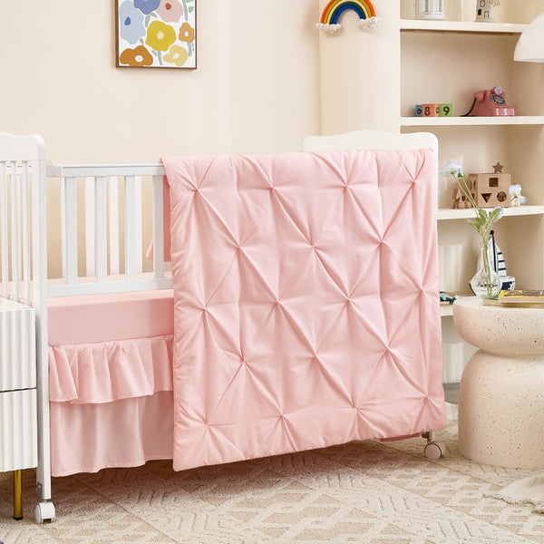 3-Piece Pink Crib Bedding Set for Girls - Ultra Soft & Skin