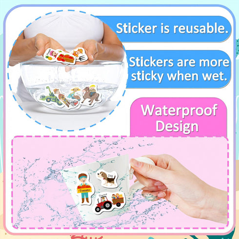 Reusable Sticker Books for Toddlers - Farm Stickers for Kids, Travel Essentials Toy for Ages 1-3