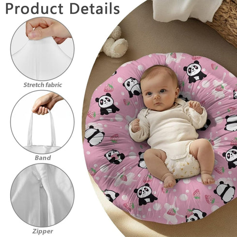 Strawberry Panda Newborn Lounger Pillow Cover Infant Removable Slipcover Reusable Cover Snugly Fit Infant Lounger