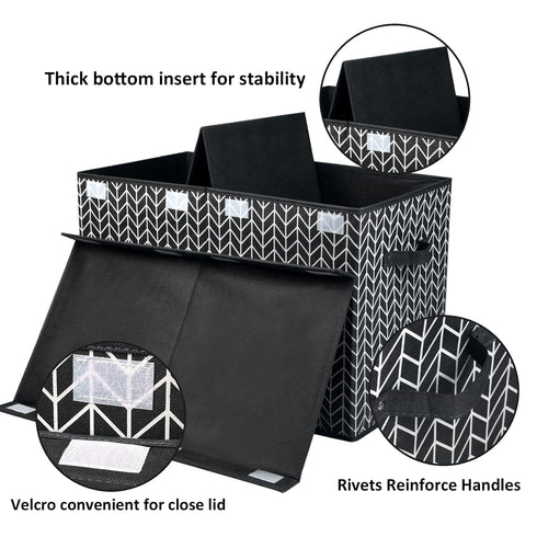 Large Toy Box Chest for Kids, Black Storage Organizer Bins with Lid for Living Room, Nursery, Bedroom, Playroom