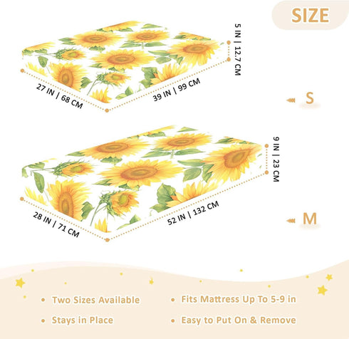 Bseiialft 52 28 Sunflowers Floral Crib Sheets for Boys Girls Soft and Breathable Cotton Baby Sheets for Standard Crib