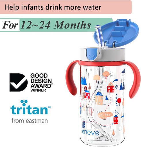 Evorie 7 Oz 10 Oz 6 2 Tritan Weighted Straw Sippy Cup for Baby and Toddler Bottle with Straw and Removable Handles