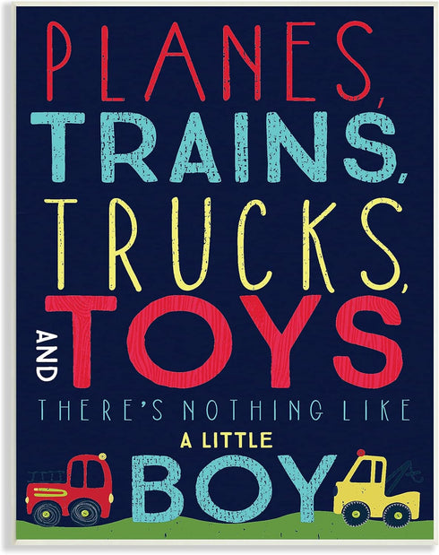 Stupell Industries Planes, Trains, Trucks and Toys Wall Plaque, 10x15, Design By