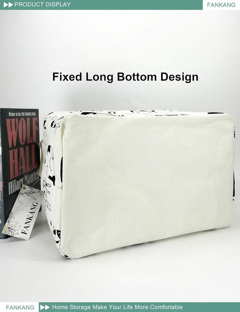 FANKANG Storage Basket, Nursery Hamper Canvas Laundry Basket, Foldable with Waterproof Coating (L, Rec-cows)