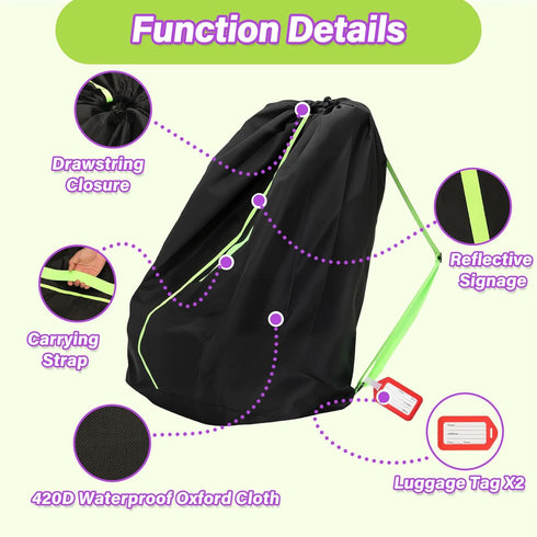2pcs Saranna Car Seat Travel Bag for Airplane: Car Seat Bags for Air Travel Fit All Car Seats, Infant Carriers