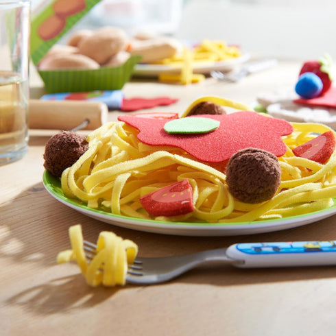 Set Playset 3 HABA Soft Spaghetti & Meatballs with Plate Play Food - Pretend Play Kitchen Toy for Toddlers & Kids - Fun