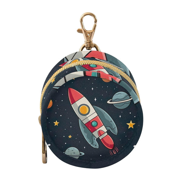 YETTASBIN Space Rocket Portable Pacifier Holder Case with Metal Hook Buckle & Zipper