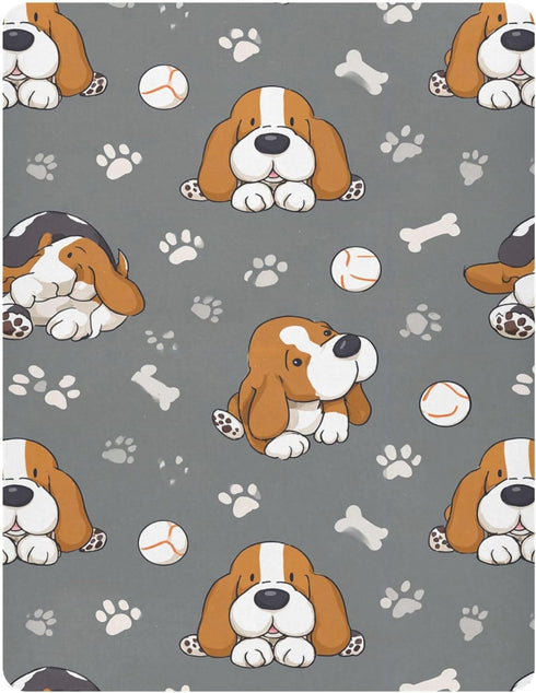 Pigsaly Basset 27x39 Inch Crib Sheets Baseball Cute Hound Dogs Baby Sheet for Standard Crib Mattress Boys Girls Toddler