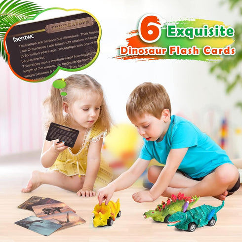faentwc Dinosaur Painting Toys for Kids 5-7: 2 in 1 Dino Arts Painting Kits and Pull Back Cars Toy for Boys and Girls