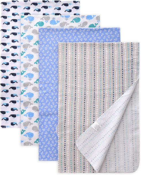 Gina Era Cotton Flannel Receiving Blankets Baby 4 Pcs, Baby Swaddle Blankets,
