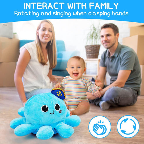 6-12 0-6 7 8 9 10 12-18 1 2 Tummy Tsomtto Baby Toys Months Musical Plush Octopus Crawling Walking Toys Light up Voice