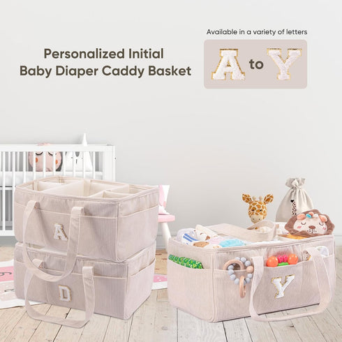 Personalized Initial Baby Diaper Caddy - Stylish Storage for Newborn Essentials