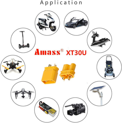10Pairs Amass XT30 Connector Male Female, XT30U Bullet Plug Heat Shrink for Battery ESC Charger Lead