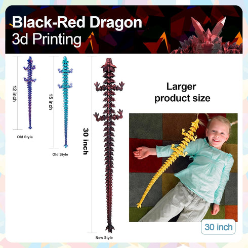 303D 3D 3-D Printed Dragon Large Dragon--Bigger Fidget Toy Gift for Kids, Boys, Girls & Adults,Cool Giant Crystal