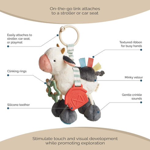 0 Itzy Ritzy Link & Love Toy for Stroller or Car Seat Features Textured Ribbons, Crinkle Sounds, Clinking Rings