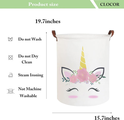 CLOCOR Pink Unicorn Laundry Basket, Kids Toy Storage Bin, Baby Girls Dirty Clothes Hamper (Pink Unicorn)