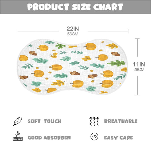 YETTASBIN Autumn Pumpkin Muslin Baby Burp Cloth, Super Soft Absorbent Cotton Burp Rag Baby Bibs Feeding Cloth