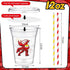 50 Pack 12oz Country Domensi Crawfish Boil Plastic Cups with Straws, Disposable Seafood Party Supplies for Lobster