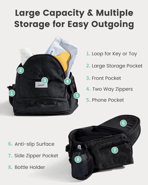 (0-50 lbs), Grownsy Ultra-Comfy Baby Carrier with Hip Seat, Enhanced Safety, Hands-Free Support for Newborn to Toddler