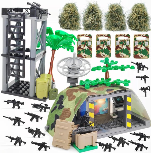Modern Military Building Block Toys, Camouflage Tent Command Center Set with Accessories for Kids Age 8-14