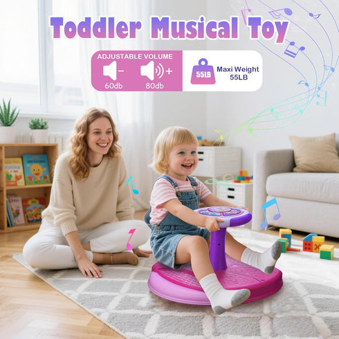 1-3 360 1 2 3 VROGTIK Sit and Spin Toys for Toddlers Girls, Toddler Spinning Seat with LED Lights and Music Christmas