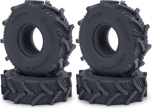 MOHERO 4PCS 1.0" Soft Mud Terrain Rubber Tyres for 1/24 Axial SCX24 Bronco Gladiator Deadbolt RC Crawler Car Upgrade