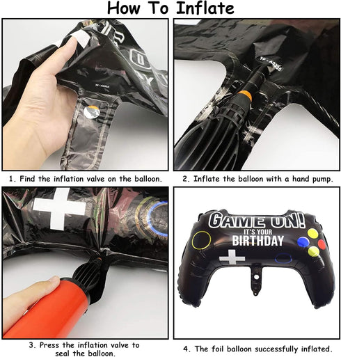 5 Pieces Video Game Party Balloons, Giant Controller Mylar Foil Balloons for Kids Boys Fortnite Birthday Party