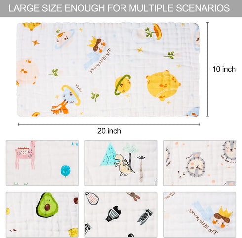 20'' 10'' Pack 6,Baby 6-layer FOOK FISH Muslin Burp Cloths Cotton Burping Cloth X of Spit Up Cloths