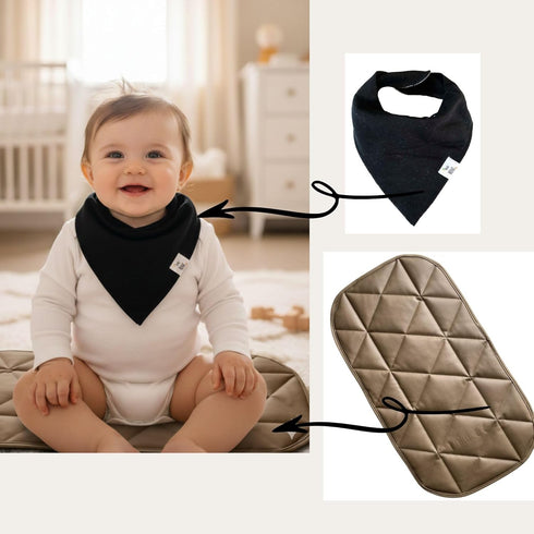 Tummy 16x30 Quilted Padded Vegan Leather Portable Changing pad Mat | Play mat Baby Toddler Infant by Uniklook | Baby