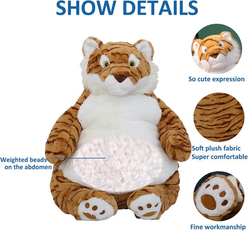 ronivia 17" 3.5 lbs Tiger Weighted Stuffed Animals, Weighted Tiger Plush Large Weighted Plush Animal Toy Pillow Gifts