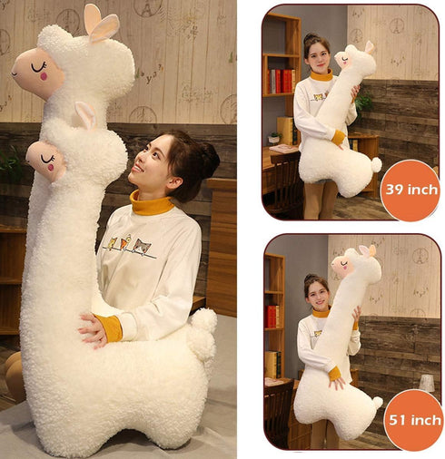 Hofun4U 39 Inch Llama Plush Pillow, Alpaca Stuffed Animal, Christmas Holiday Birthday Gift (White)