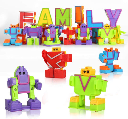 26 3-5, Pieces Alphabet Robots for Kids Alphabet Learning Toys, Alphabots Transform Letters for Educational ABC