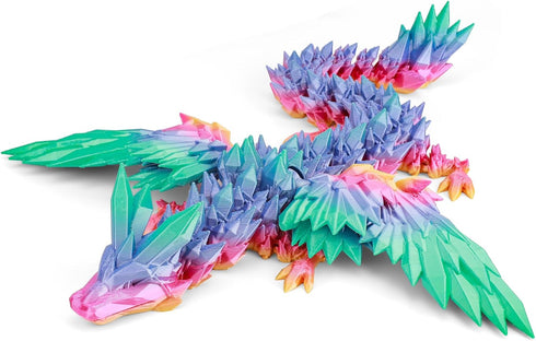 VUTIKPIX 18" 3D Printed Dragon with Wings, Large 3D Printed Animals, Articulated Crystal