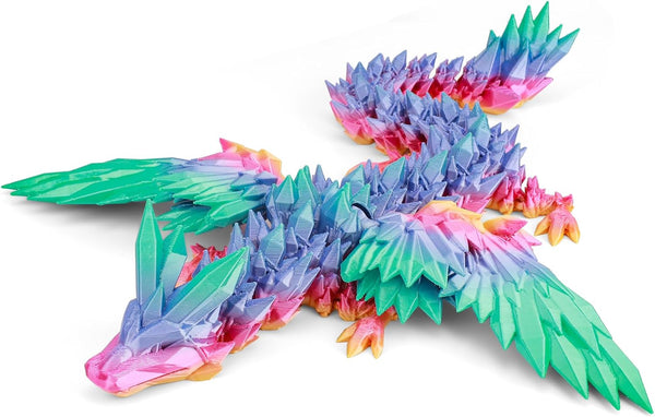 VUTIKPIX 18" 3D Printed Dragon with Wings, Large 3D Printed Animals, Articulated Crystal