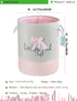 LANGYASHAN Canvas Laundry Basket Collapsible Organizer Storage Hamper for Boys Girls Toy Bins Gift Baskets (Pink Lace)