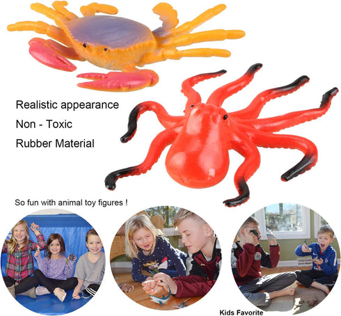 24-Pack Sea Ocean Animal Figures - Realistic Plastic Pool Party Toys Set for Children's Educational Gifts