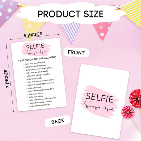 Birthday Party Game - Selfie Scavenger Hunt, Girl Birthday Party Activity Favor, Set of 20 Games Cards, Teen Girls Birthday Supplies, Activity, Decorations -B07