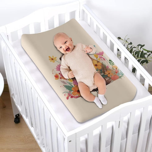Breathable Diaper Changing Pad Cover for Baby Girls and Boys, Soft Changing Table Sheets 16 * 32 Inches, Otter Floral