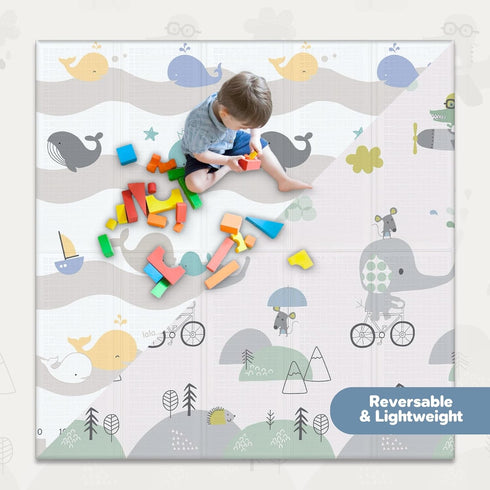 79x71 6-12 Tummy Motherly Haven Foldable Baby Play Mat for Floor, Extra Large Reversible Foam Play Mat for Babies