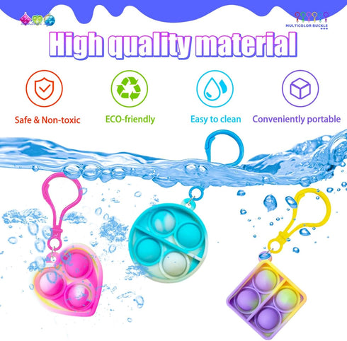 kitysey 30 Pack 4-8,8-12 Mini Pop Fidget Keychain Pop It Fidget Toys Bulk Party Favors for Kids Years, Valentines