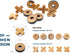 BSIRI Tic Tac Toe Wooden Board Game with X-O Pieces, Unique Gifts for Kids and Adults