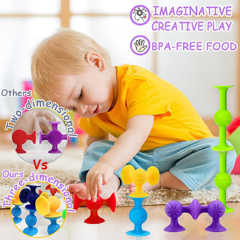 24 Set 1-3 4-8 Suction Bath Toys for Baby, Piece Starter Suction Cup Toys Stocking Stuffers Preschool Sensory Fidget