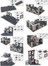 Set, WW2 14+ Finger Rock Military Base Series Small Suspension Building Army Mini War Accessories Kits, DIY Defence