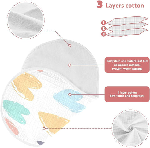 YETTASBIN Love Heart Muslin Baby Burp Cloth, Super Soft Absorbent Cotton Burp Rag Baby Bibs Feeding Cloth for Newborn